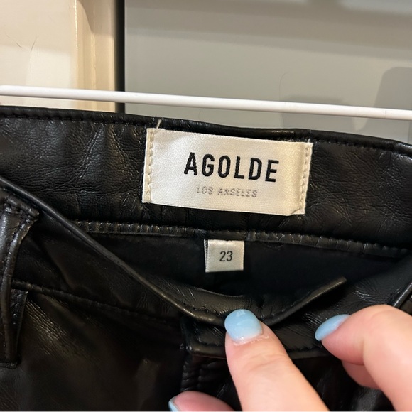 NWT Agolde Recycled Leather Riley Long Pants - Picture 4 of 5